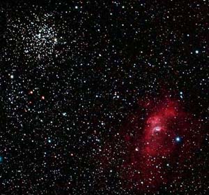 Foto: Sternhaufen M52 und Bubble Nebula (Blasennebel) NGC 7635