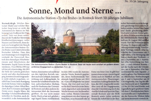 Astronomischer Verein Rostock e.V. aktuelle Informationen, Termine
